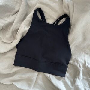 LULULEMON ENERGY BRA RIBBED HIGH-NECK LONGLINE BLACK SIZE 4
